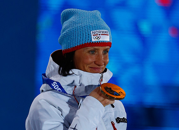 Марит Бьорген - первая из чемпионок Сочи, получившая свое золото.