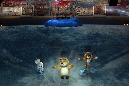 Талисманы Олимпиады на церемонии открытия 